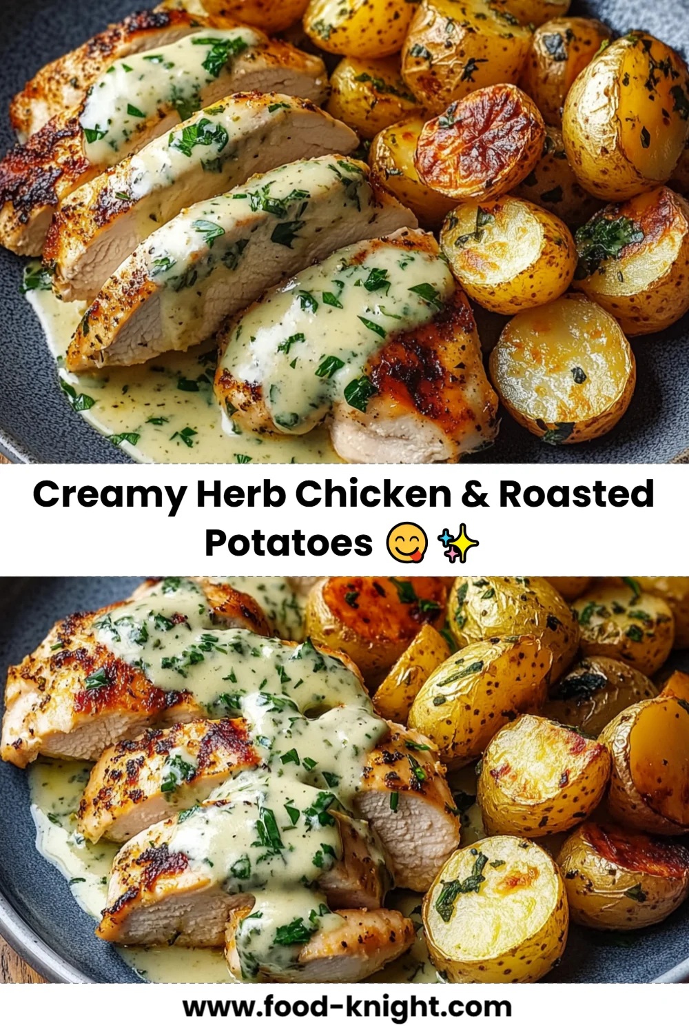 Deliciously Easy Creamy Herb Chicken and Roasted Potatoes Recipe