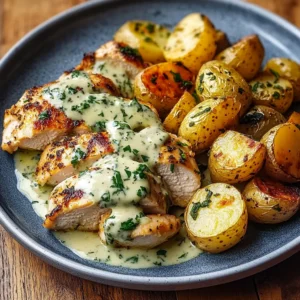 Deliciously Easy Creamy Herb Chicken and Roasted Potatoes Recipe