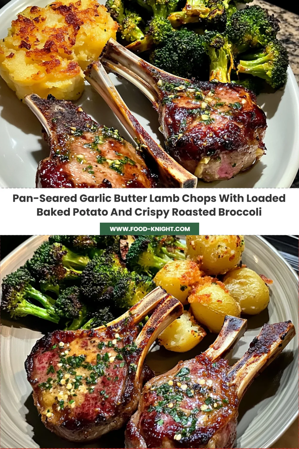 Pan-Seared Garlic Butter Lamb Chops with Loaded Baked Potato Recipe