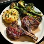 Pan-Seared Garlic Butter Lamb Chops with Loaded Baked Potato Recipe