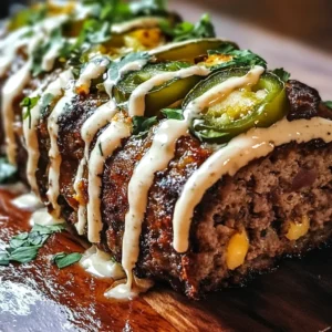 Smoky Jalapeño Popper Meatloaf Recipe with Creamy Ranch Drizzle