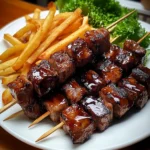 BBQ Beef Skewers with Crispy Fries Recipe