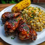 BBQ Glazed Chicken Drumsticks with Corn Rice Recipe