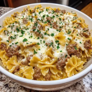 Beef Bowties in Garlic Parmesan Cream Recipe