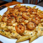 Cajun Garlic Shrimp with Creamy Four-Cheese Penne Recipe