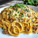 Creamy Beef Linguine in Parmesan Mozzarella Sauce Recipe