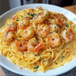 Creamy Garlic Butter Shrimp Spaghetti Skillet Recipe