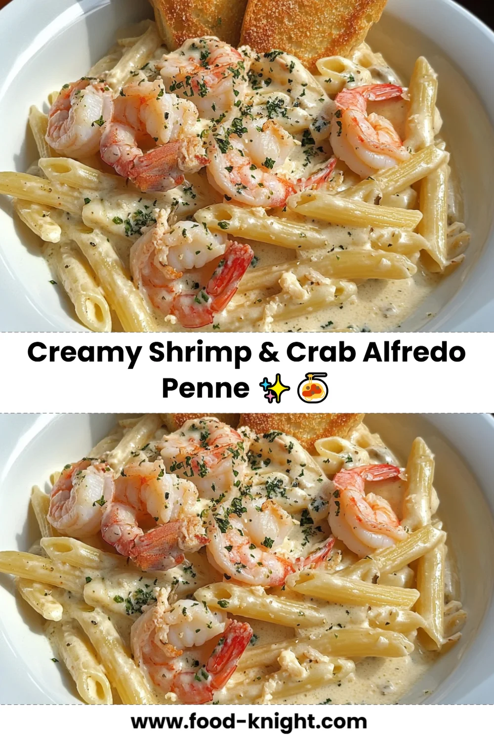 Creamy Shrimp and Crab Alfredo Penne Recipe