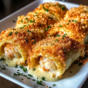 Crispy Shrimp Alfredo Stuffed Cannelloni Rolls Recipe