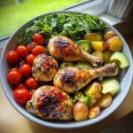 Delicious Roasted Chicken Drumsticks with Avocado and Baby Potatoes Recipe