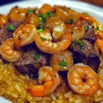 Delicious Southern Garlic Butter Shrimp & Steak Rice Skillet Recipe
