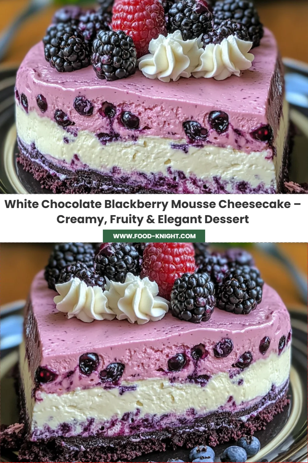 Dreamy White Chocolate Blackberry Mousse Cheesecake Recipe