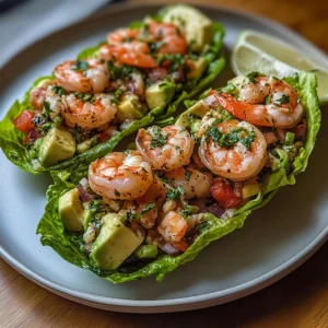 Easy Shrimp Avocado Lettuce Boats Recipe