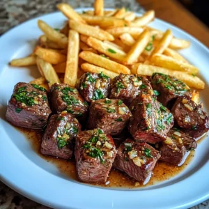 Garlic Butter Steak Bites with Crispy French Fries Recipe