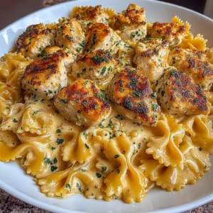 Garlic Herb Chicken Bowties in Parmesan Mozzarella Cream Sauce Recipe