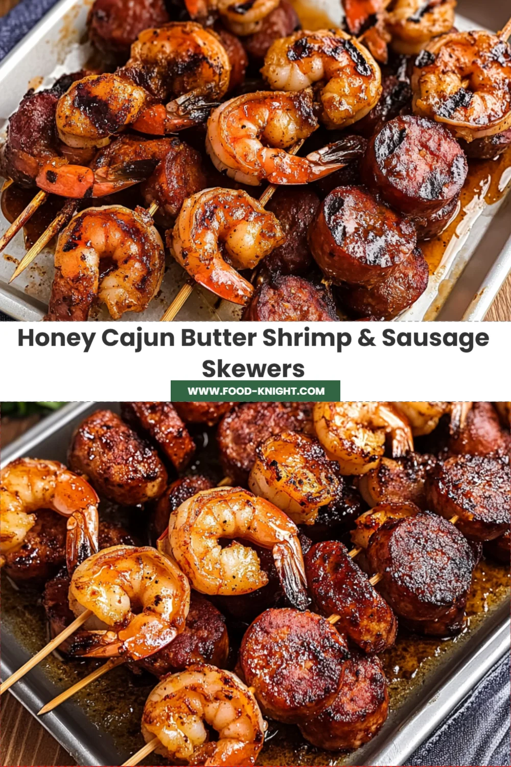 Honey Cajun Butter Shrimp and Sausage Skewers Recipe