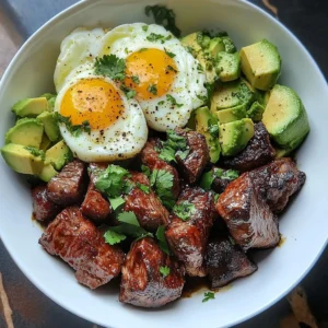 Keto Steak Bites and Jammy Eggs Bowl Recipe