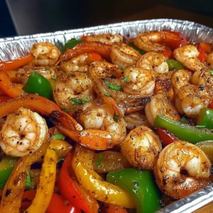 Sizzling Garlic Pepper Shrimp & Peppers Skillet Recipe