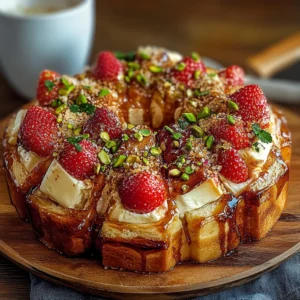Strawberry Brie Pull-Apart Bread Recipe with Pistachio Crunch