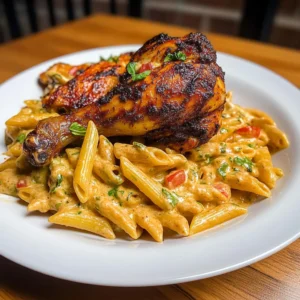 Ultimate Jerk-Style Chicken Leg with Creamy Rasta Penne Pasta Recipe