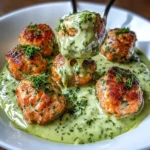Baked Salmon Meatballs with Avocado Cream Sauce Recipe