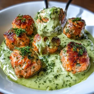 Baked Salmon Meatballs with Avocado Cream Sauce Recipe