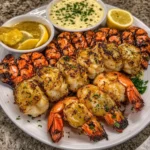 Broiled Garlic Butter Lobster Tails & Jumbo Shrimp Recipe