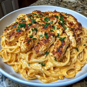 Cajun Chicken Linguine with Mozzarella Garlic Cream Recipe