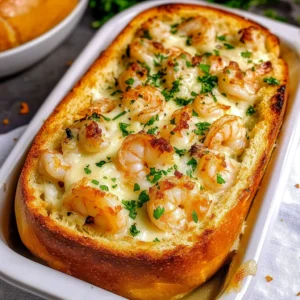Cheesy Shrimp Garlic Bread Boat Recipe