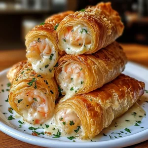 Creamy Garlic Shrimp Puff Pastry Rolls Recipe