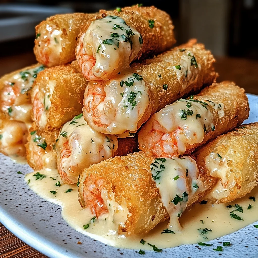 Creamy Shrimp Alfredo Crispy Rolls Recipe