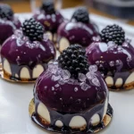 Diamond Blackberry Vanilla Cheesecake Domes Recipe with Crystal Glaze