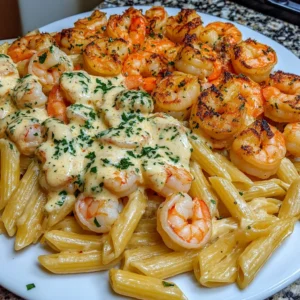 Garlic Butter Shrimp Penne with Ranch Cheese Cream Recipe