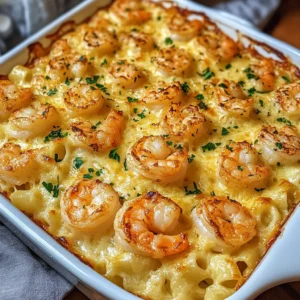 Golden Cheesy Shrimp Scampi Pasta Bake Recipe