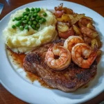 Surf & Turf Steak with Cajun Shrimp Recipe (Loaded Mashed Potatoes & Smothered Onions)