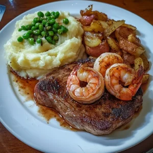 Surf & Turf Steak with Cajun Shrimp Recipe (Loaded Mashed Potatoes & Smothered Onions)