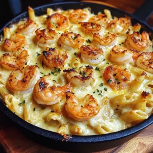 Cheesy Garlic Shrimp Pasta Bake Recipe
