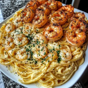 Cowboy Butter Shrimp over Creamy Garlic Parmesan Linguine Recipe