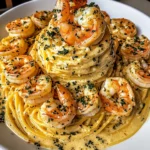 Creamy Garlic Parmesan Shrimp Spaghetti Recipe