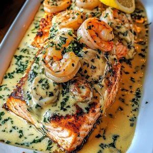 Creamy Tuscan Seafood Stuffed Salmon with Shrimp Recipe