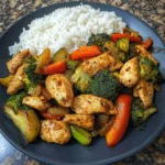 Garlic Chicken & Veggie Stir-Fry with Creamy Rice Recipe