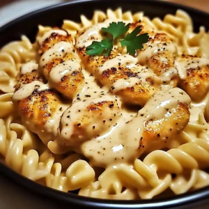 Golden Garlic Butter Chicken and Rotini Recipe in Silky Parmesan Cream Sauce