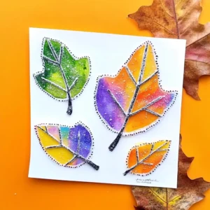 Salt Painted Leaves Craft Recipe