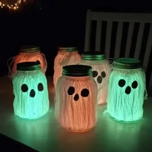 Spooky Glow Stick Ghost Jars Recipe